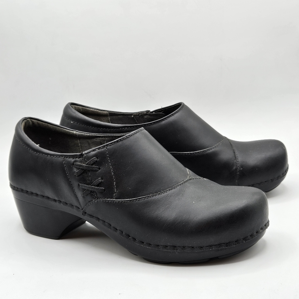 Dansko Stacie Women Size 9.5-10 EU 40 black Oiled Leather Comfort Nursing Clogs